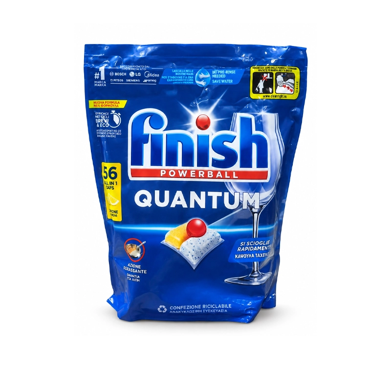 قرص ماشین ظرفشویی فینیش کوانتوم 56 عددی اروپایی لیمویی | Finish Quantum All in 1