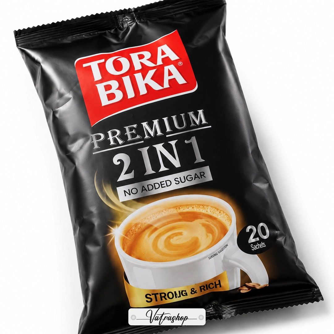 Premium Tora Bika 2 in 1 coffee on marble countertop