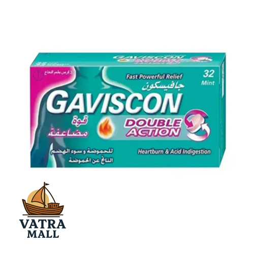 قرص جویدنی گاویسکون دابل اکشن نعناعی 32 عددی | تسکین سریع سوزش معده و سوءهاضمه