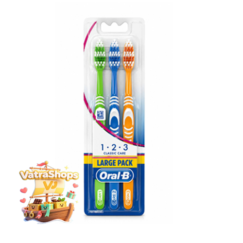 مسواک  اورال-بی مدل 1-2-3 Classic Care بسته 3 عددی (رنگی)