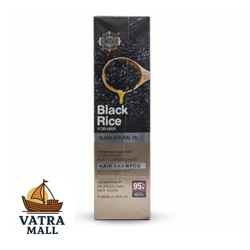 شامپو مو HENIWAYS مدل برنج سیاه Black Rice حاوی روغن طبیعی – ترمیم و تقویت مو 900 میل