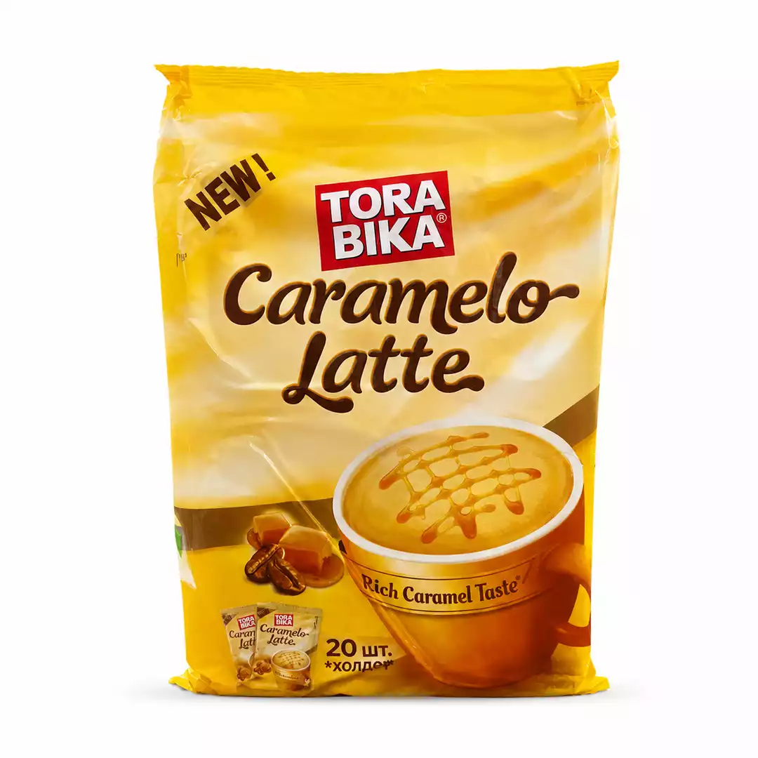 قهوه فوری لاته کاراملی تورابیکا (Tora Bika Caramelo Latte) بسته 20 عددی
